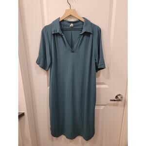 Melrose and Market Teal Midi Shirt Dress with Pockets